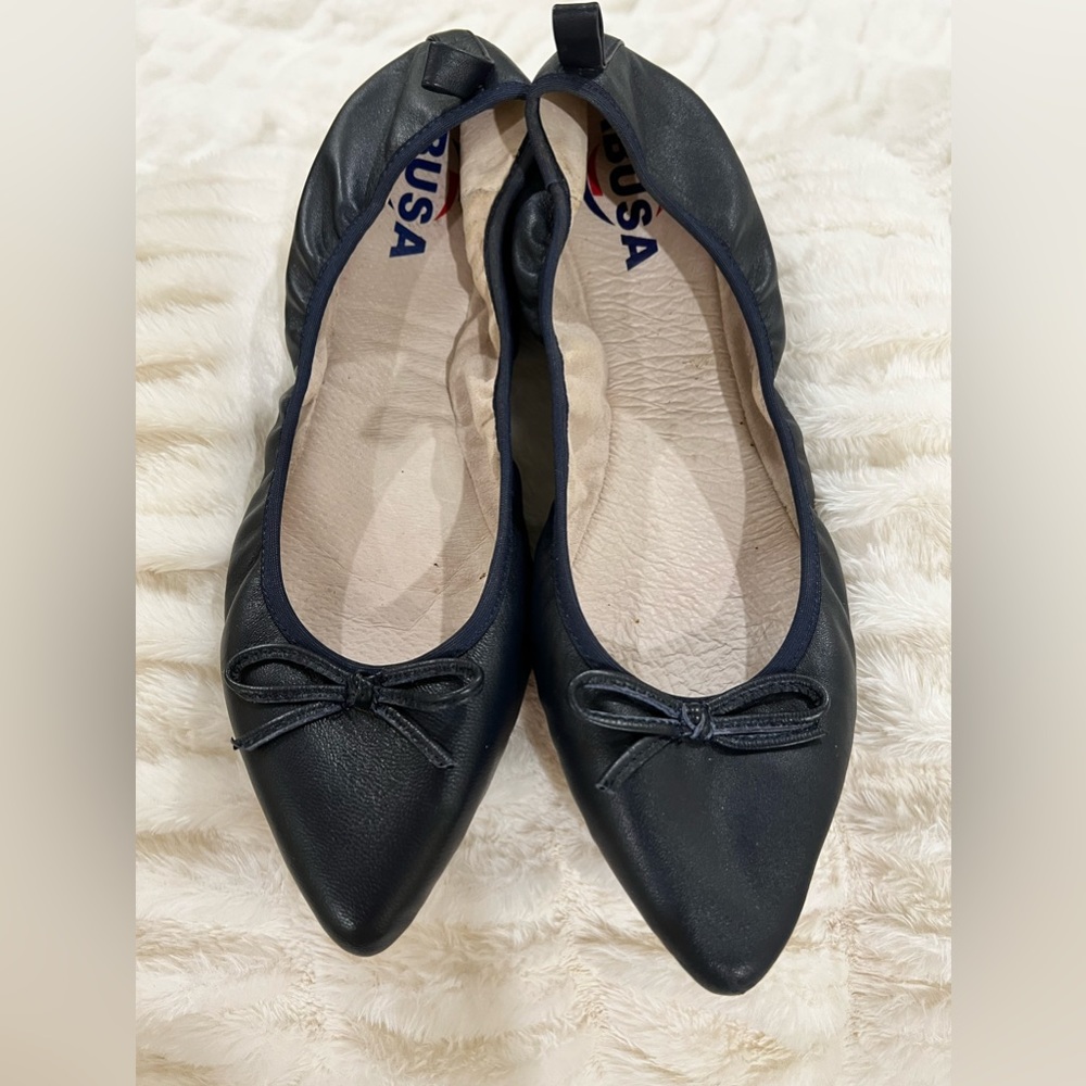 Pointed ballet flats Rubber comfort soles  NAVY  9
